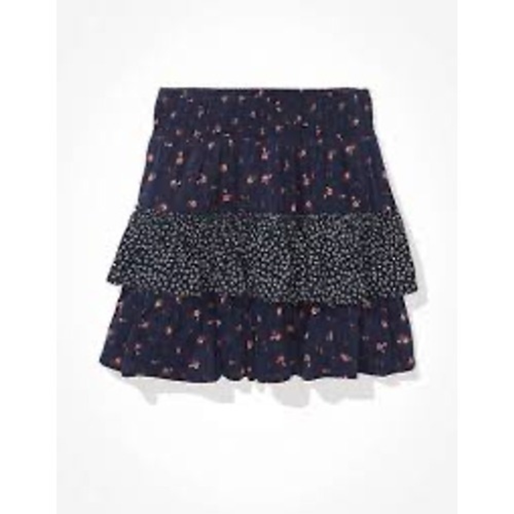 American Eagle Tiered Mini Skirt Floral Print‎ Smocked Waist XS
